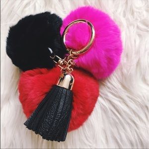 Black, Red, Fuchsia w/Black Tassel Keychain